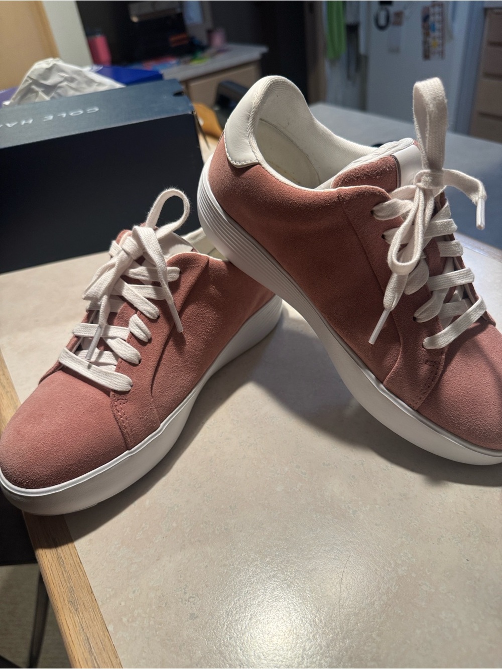 Cole Haan Rose Suede Low-Top Sneakers with Cream Accents